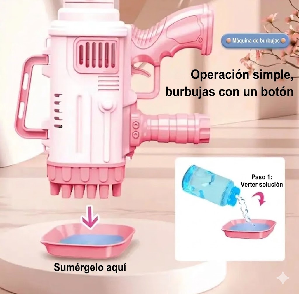 Juguete Ametralladora de Burbujas